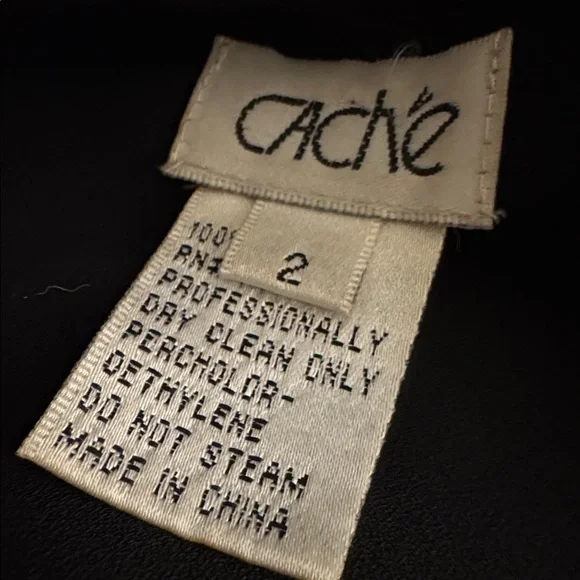 CACHE 100% Silk Black Asymmetrical Midi Dress Y2K 90’s 2 Beaded Sleeveless Party - Picture 7 of 8